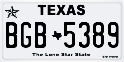 TX license plate BGB5389
