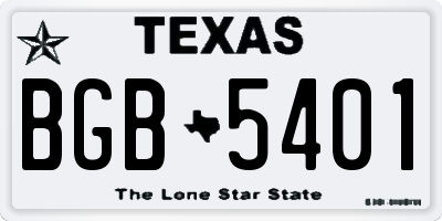TX license plate BGB5401