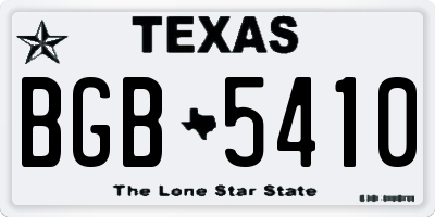TX license plate BGB5410