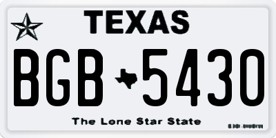 TX license plate BGB5430