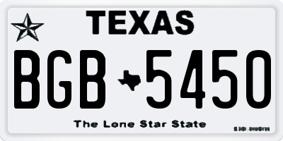 TX license plate BGB5450