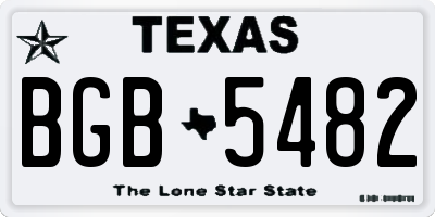 TX license plate BGB5482