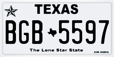 TX license plate BGB5597
