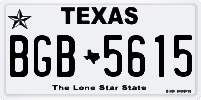 TX license plate BGB5615