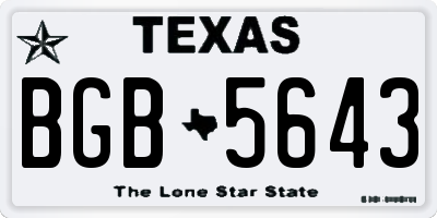 TX license plate BGB5643