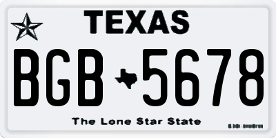 TX license plate BGB5678