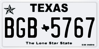 TX license plate BGB5767