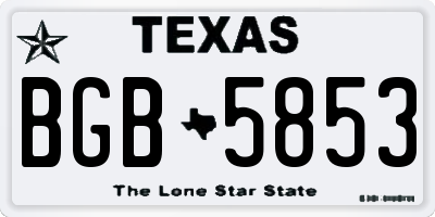 TX license plate BGB5853