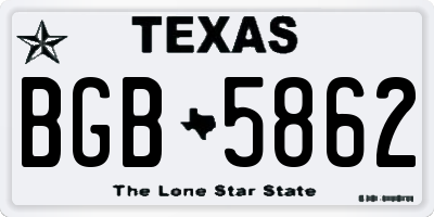 TX license plate BGB5862
