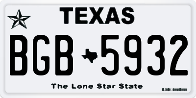 TX license plate BGB5932
