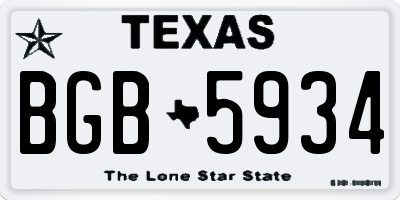 TX license plate BGB5934