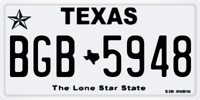 TX license plate BGB5948