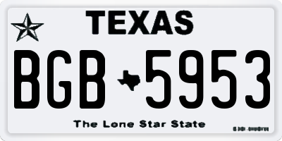 TX license plate BGB5953