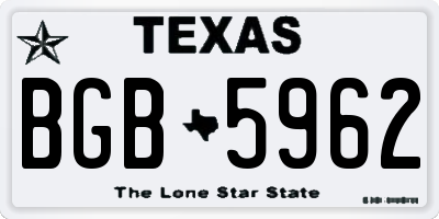 TX license plate BGB5962