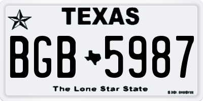 TX license plate BGB5987