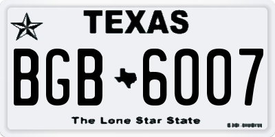 TX license plate BGB6007