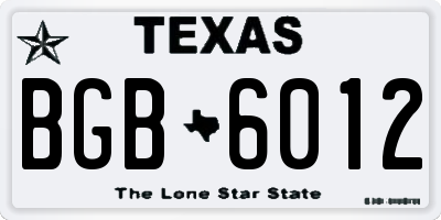 TX license plate BGB6012