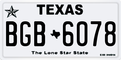 TX license plate BGB6078