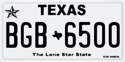 TX license plate BGB6500