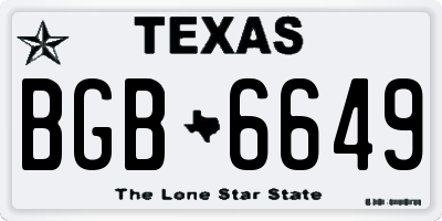 TX license plate BGB6649