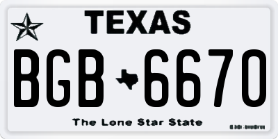 TX license plate BGB6670