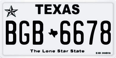 TX license plate BGB6678