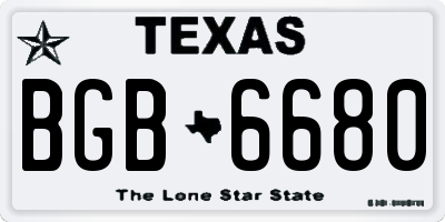 TX license plate BGB6680