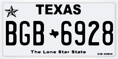 TX license plate BGB6928