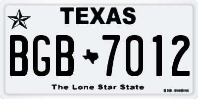TX license plate BGB7012