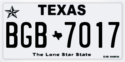 TX license plate BGB7017