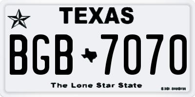TX license plate BGB7070