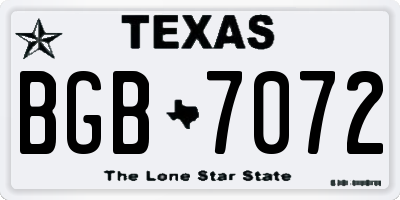 TX license plate BGB7072