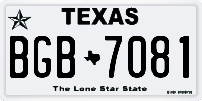 TX license plate BGB7081