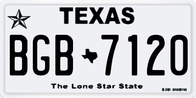 TX license plate BGB7120