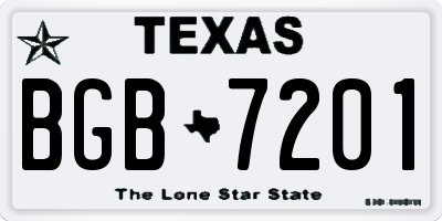 TX license plate BGB7201