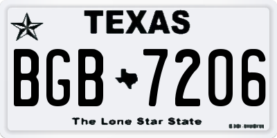 TX license plate BGB7206