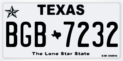 TX license plate BGB7232