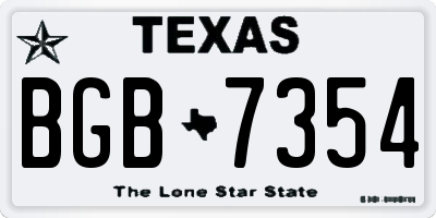 TX license plate BGB7354