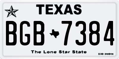 TX license plate BGB7384