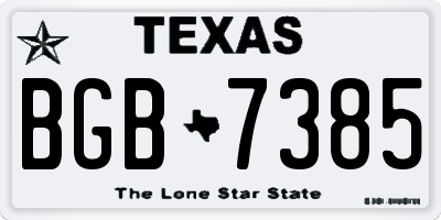 TX license plate BGB7385