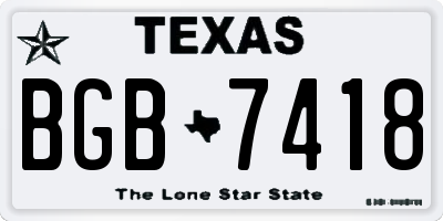 TX license plate BGB7418