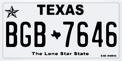 TX license plate BGB7646