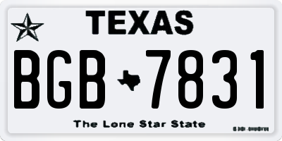 TX license plate BGB7831