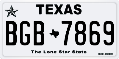 TX license plate BGB7869