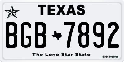 TX license plate BGB7892