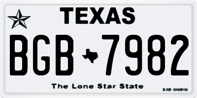 TX license plate BGB7982
