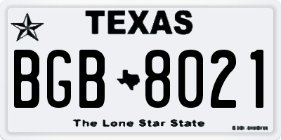 TX license plate BGB8021