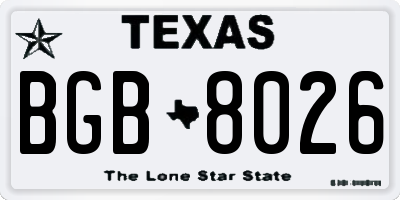 TX license plate BGB8026