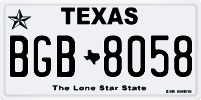 TX license plate BGB8058