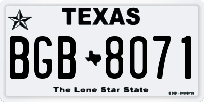 TX license plate BGB8071